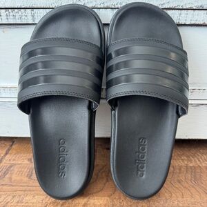 New Adidas Adilette Platform Slides Sandals Black Y2K Women's Size 7